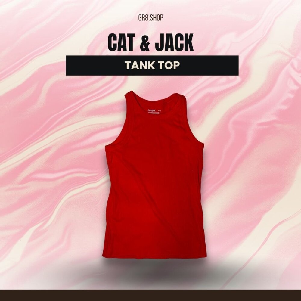 Cat & Jack Red Tank Top Youth Size 14Y Cotton Blend Sleeveless Casual Wear